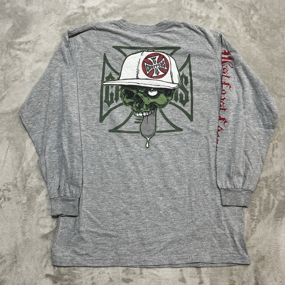 VTG West Coast Choppers Flat Billers Unite Skull Tee Jesse James Long Sleeve LG